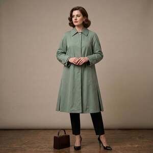Jones New York Sage Green Microfiber Duster Coat No Size Tag Made USA